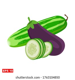 
vector illustration of Vegetables. illustration of eggplant and cucumber in a flat style.Can be used for greeting cards, covers, flyers, posters, business cards and the web.