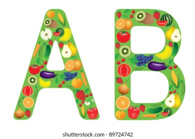Vector illustration of vegetables and fruits