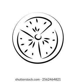 Vector illustration. Vegetables icons, classic line series. Sketch style. Halves, slices, rings and leaf of tomatoes. Hand drawn kitchen ingredients template for culinary themes.