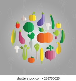 vector illustration of vegetables in modern flat design style