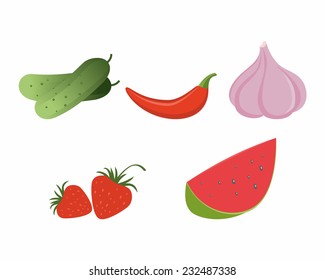 Vector illustration of a vegetables set on white