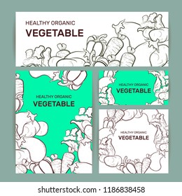 Vector illustration of vegetables set outline. Set of vegetables in outline. Vegetable doodles pattern/background of popular vegetables and greens, in outline, flat style.