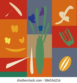Vector illustration with vegetables in the style of Matisse
