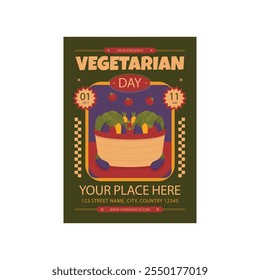 Vector illustration of vegetarian day flyer poster template design