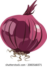 Vector illustration of vegetarian healthy food with the image of a red onion head.. Vegan, farm, organic, detox.