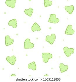 Vector Illustration For Vegetarian, Vegetable, Ecology Or Healthy Projects With Chopped Celery Hearts. Seamless Valentine's Day Pattern On White Background With Green Dots. Card, Banner Backdrop