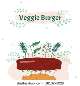 Vector illustration. Veggie meatball. Replacing animal meat to plant-based is a rational use of land resources.