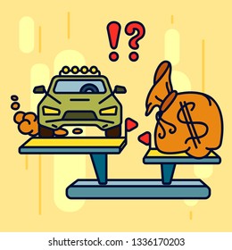 Vector illustration, vehicle evaluation. 