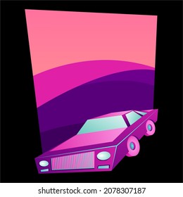 Vector Illustration of vehicle in purple, pink and blue style. Can be used as a logo, icon, brand, mascot, wallpaper, background, and photo profile