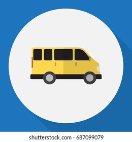 Vector Illustration Of Vehicle Symbol On Van Flat Icon. Premium Quality Isolated Lorry Element In Trendy Flat Style.