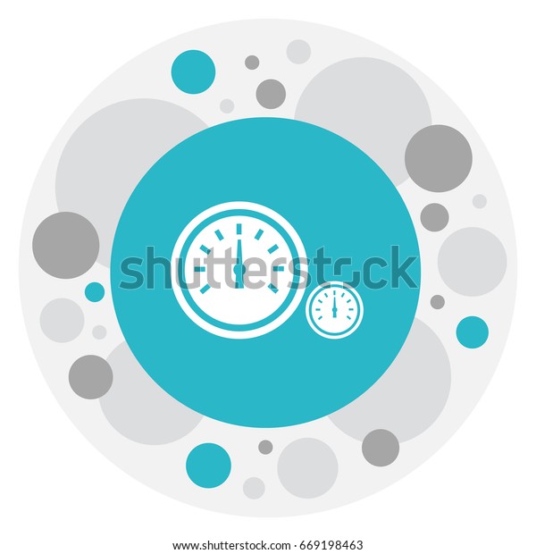 Vector Illustration Of Vehicle Symbol On Clock\
Icon. Premium Quality Isolated Speedometer  Element In Trendy Flat\
Style.
