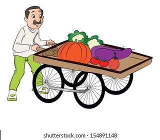 Easy Vegetable Seller Drawing - Vegetarian Foody's