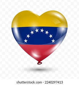 Vector illustration of a Venezuela country love balloon on transparent background (PNG). Flying love balloons for Independence Day celebration.