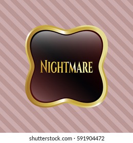 Vector illustration of VeNightmare golden badge Icon With Maroon Color
