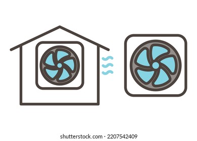 Vector illustration of a ventilation fan icon representing air exchange.