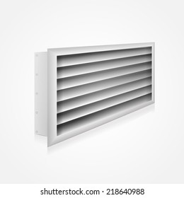 Vector illustration of ventilation louver. Gray ventilation louver perspective view. Isolated vector illustration on white. Louvers