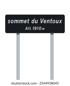 Vector illustration of the Ventoux summit road sign on metallic posts