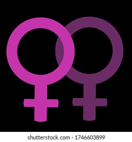 Vektor-Illustrationsspiegel. Geschlechtersymbol Feminismus, Frauentag. homosexuell. Vektor-Symbol, Logo.