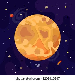Vector illustration of Venus planet. Kids illustration.