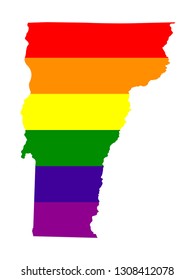 vector illustration of Vermont map with lgbt flag 