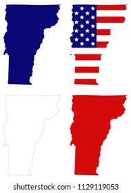 vector illustration of Vermont maps with USA flag