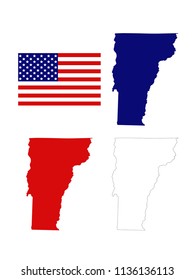 vector illustration of Vermont maps with USA flag
