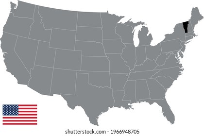 ilustración vectorial del mapa del estado de Vermont con bandera estadounidense