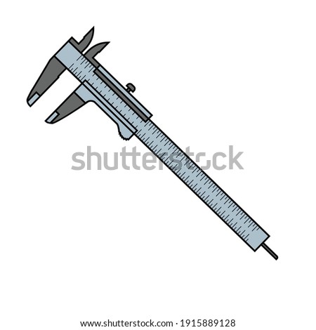 Vector illustration vernier caliper mesurment instrument isolated on white background. Hand tool.