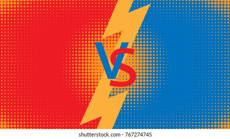 Vector illustration of versus duel fighting comic style background. 
