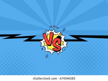 Vector illustration of versus letters with speech bubble, bomb explosive in comic pop art style