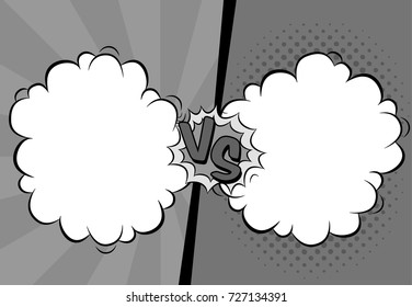 Vector illustration of versus letters with speech bubbles in comic pop art style