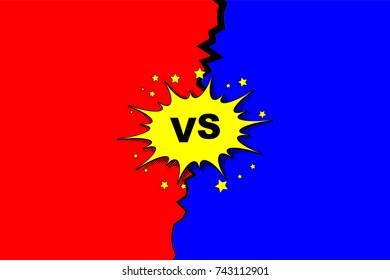 Vector illustration of versus letters with speech bubble in comic pop art style