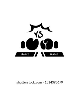 Vector Illustration of Versus logo icon  with hand boxing gloves isolated on white background. Initial VS letters for boxing sports, fight, competition, battle, match, game. 