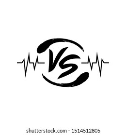 Vector Illustration of Versus logo icon with heart beat concept isolated on white background. Initial VS letters for boxing sports, fight, competition, battle, match, game. 