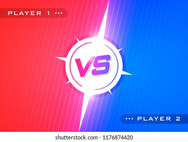 Vector illustration Versus screen design concept. Red and blue vs letters for sports, fight, competition, battle, match, game, competitive