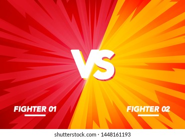 Vector Illustration Versus Screen. Fight Background, Yellow VS Red.