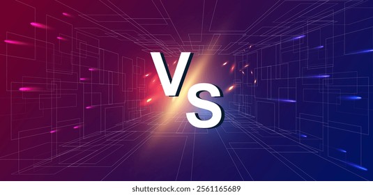 Vector illustration versus template blue and red background