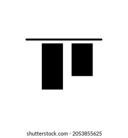 Vector illustration of vertical align top. Image app display icon, mark for top-aligned image. Isolated on a transparent background, editable and changeable.