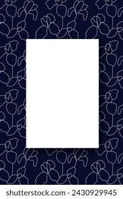 Vector illustration. Vertical background, copy space for text. Hand drawn floral print. Template for postcard, wedding and party invitation, flyer, cover, brochure, social media post, poster, banner.