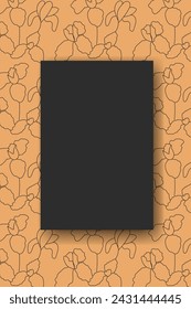Vector illustration. Vertical background, copy space for text. Hand drawn floral print. Template for postcard, wedding and party invitation, flyer, cover, brochure, social media post, poster, banner.