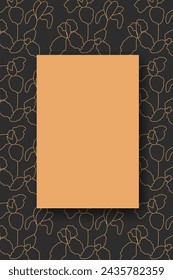 Vector illustration. Vertical background, copy space for text. Hand drawn floral print. Template for postcard, wedding and party invitation, flyer, cover, brochure, social media post, poster, banner.