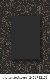 Vector illustration. Vertical background, copy space for text. Hand drawn floral print. Template for postcard, wedding and party invitation, flyer, cover, brochure, social media post, poster, banner.