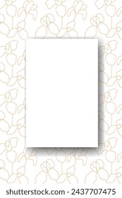 Vector illustration. Vertical background, copy space for text. Hand drawn floral print. Template for postcard, wedding and party invitation, flyer, cover, brochure, social media post, poster, banner.