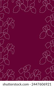 Vector illustration. Vertical background, copy space for text. Hand drawn floral print. Template for postcard, wedding and party invitation, flyer, cover, brochure, social media post, poster, banner.