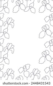 Vector illustration. Vertical background, copy space for text. Hand drawn floral print. Template for postcard, wedding and party invitation, flyer, cover, brochure, social media post, poster, banner.