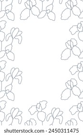 Vector illustration. Vertical background, copy space for text. Hand drawn floral print. Template for postcard, wedding and party invitation, flyer, cover, brochure, social media post, poster, banner.