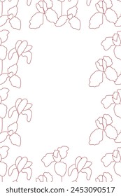 Vector illustration. Vertical background, copy space for text. Hand drawn floral print. Template for postcard, wedding and party invitation, flyer, cover, brochure, social media post, poster, banner.