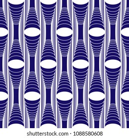 Vector illustration. Vertical curved lines of white color on a red background. Vertical curved lines forming a pattern.