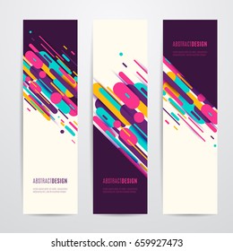 Vector illustration of vertical geometry round, diagonal and line abstract banner set for modish graphic design