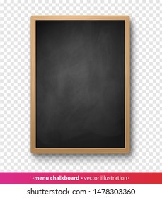 Vector illustration of vertical menu board isolated on transparency background.